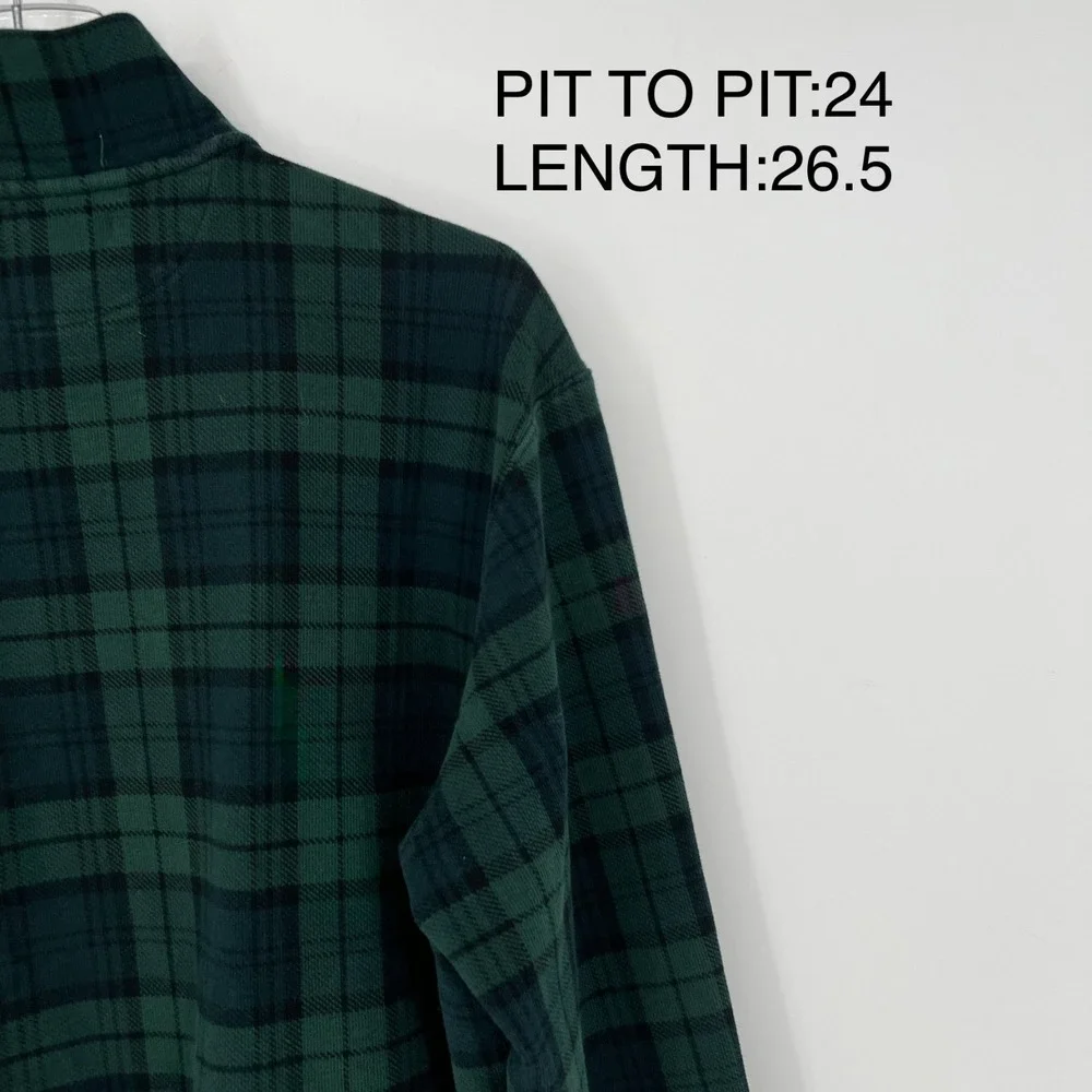 Polo Ralph Lauren Blackwatch Plaid Estate Rib Quarter Zip Sweater Mens L
